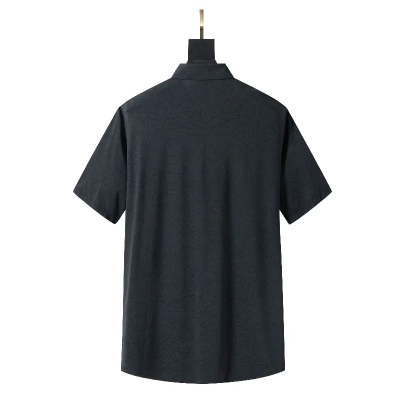 

Summer 2021 new men's plus size square neck printed short sleeve shirt