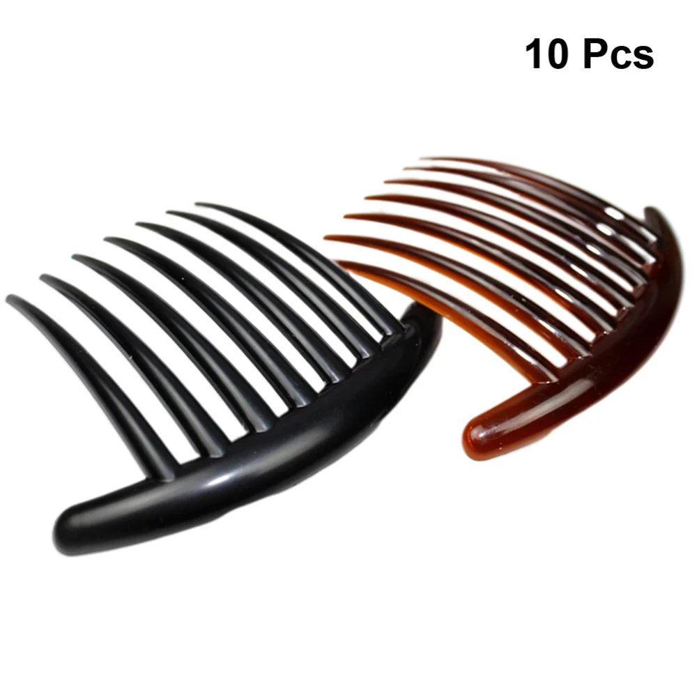 

10pcs Acrylic Crescent Shaped Hair Combs Hair Side Combs Insert Combs for Lady (Black and Coffe for Each 5pcs)