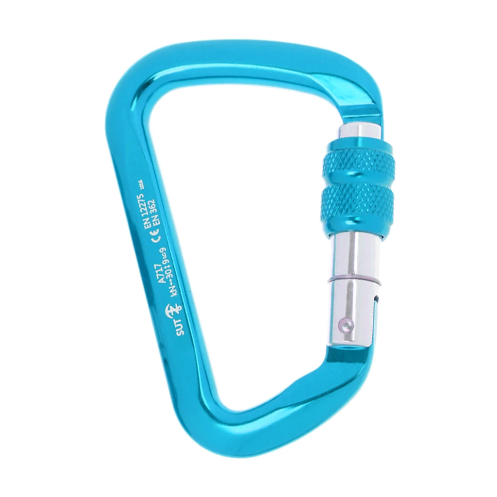 

30KN 6720LB Aluminum Alloy D Shape Screw Locking Rock Climbing Caving