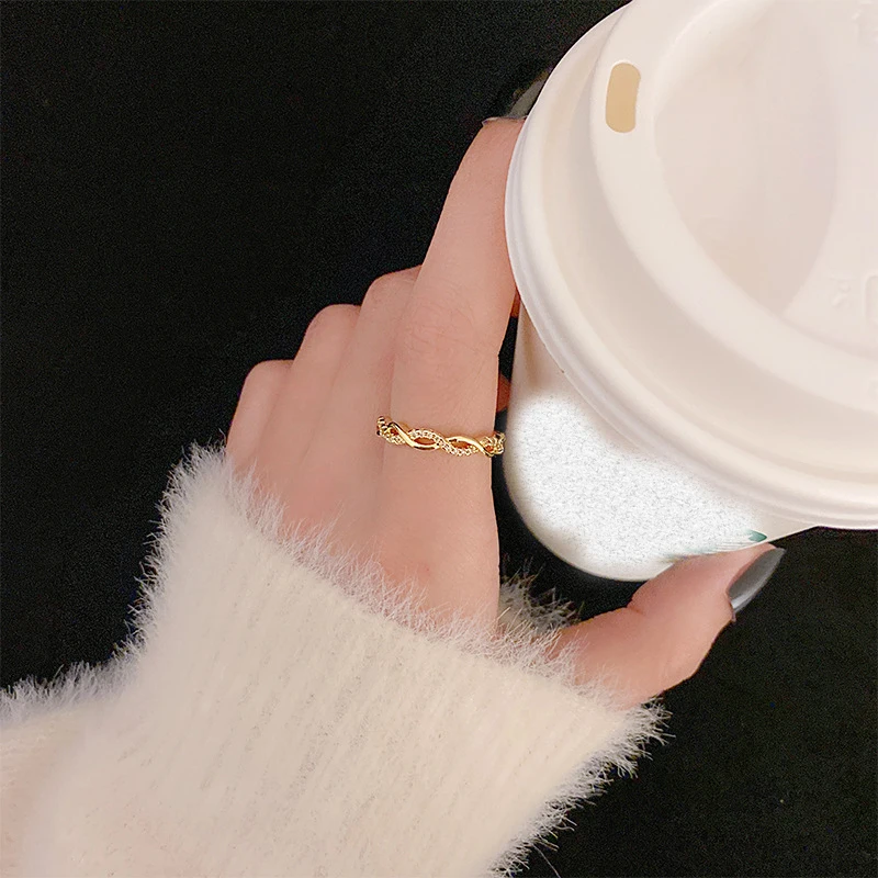 

Fashion Net red twist opening adjustable micro inlaid ring female ins joint index finger versatile personalized trend ring