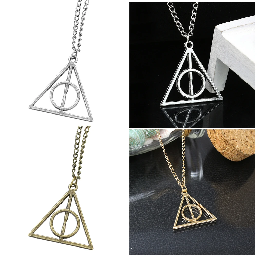 С модным треугольным Луна Дары смерти кулон ожерелье в винтажном стиле Для