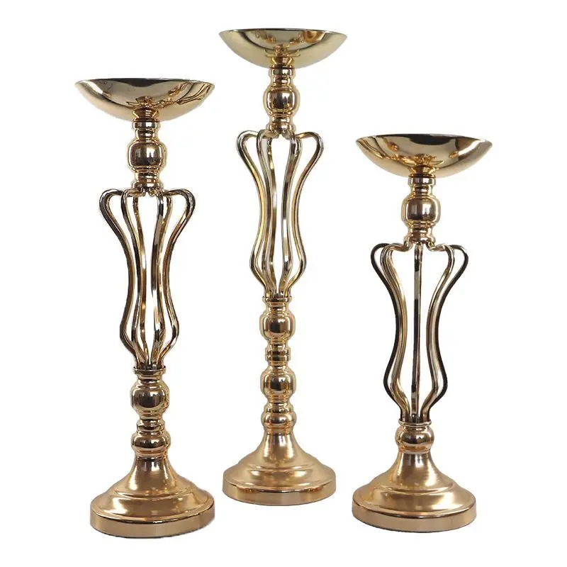 Gold Flowers Candle Holders Vase Dining Table Candlestick Centerpieces Road Lead Candelabra Wedding Party Porps Home Decorations | Дом и сад