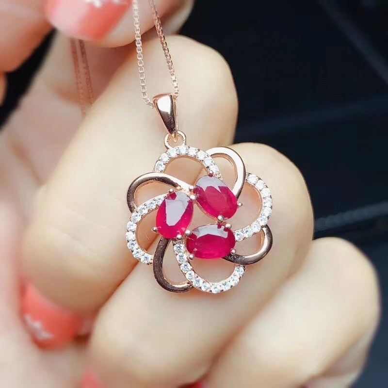 Женское Ожерелье с натуральным Рубином вечернее ожерелье из серебра 925 пробы