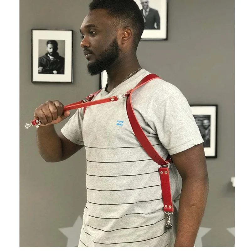 Стильные Мужские Двойные подтяжки из искусственной кожи ремни для камеры