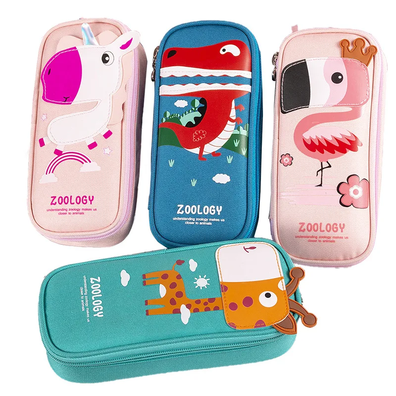 Милый чехол для карандашей с рисунком фламинго сумки ручек животными Большой