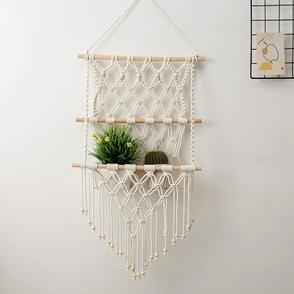 

Hanging Woven Tapestry Holder Magazine Holder Plant Organizer Book Shelf Home Decoration For Living Room Bedroom