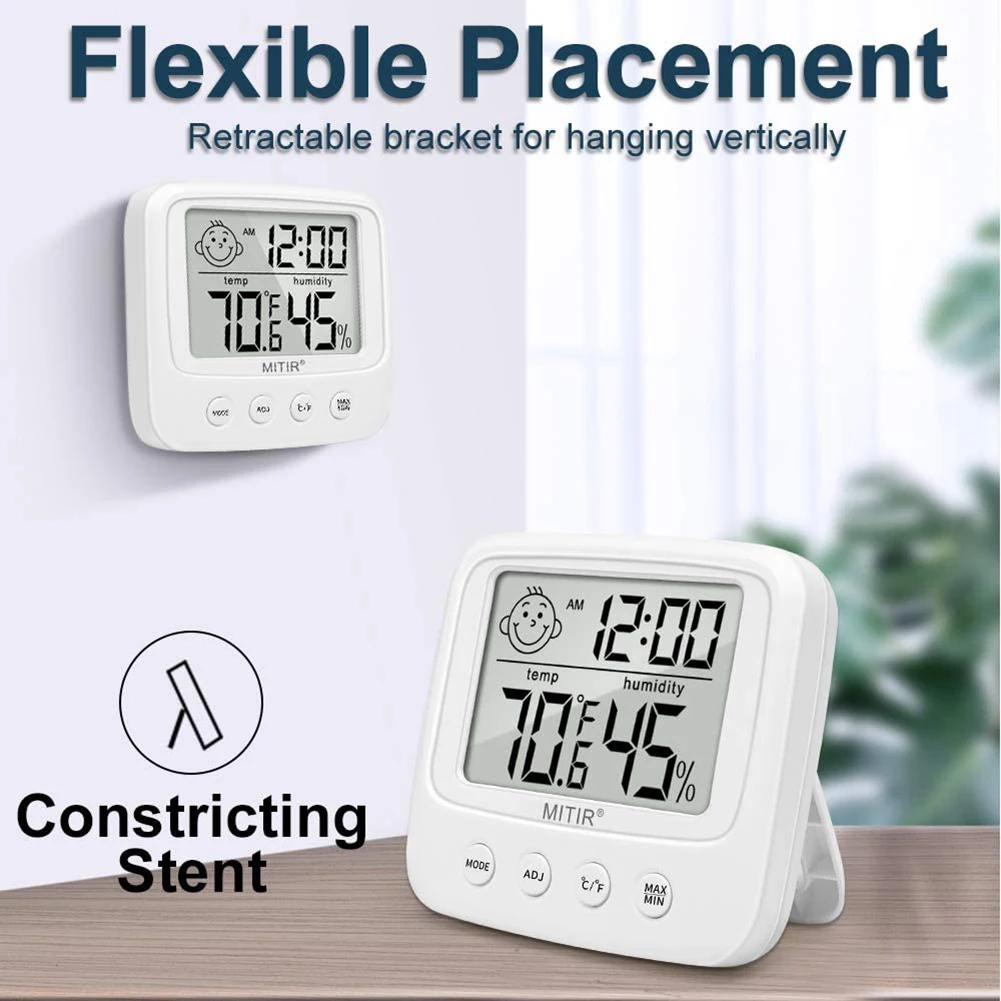 

LCD Time Desktop Table Clocks LCD Digital Temperature Humidity Meter Electronic Thermometer Hygrometer Gauge