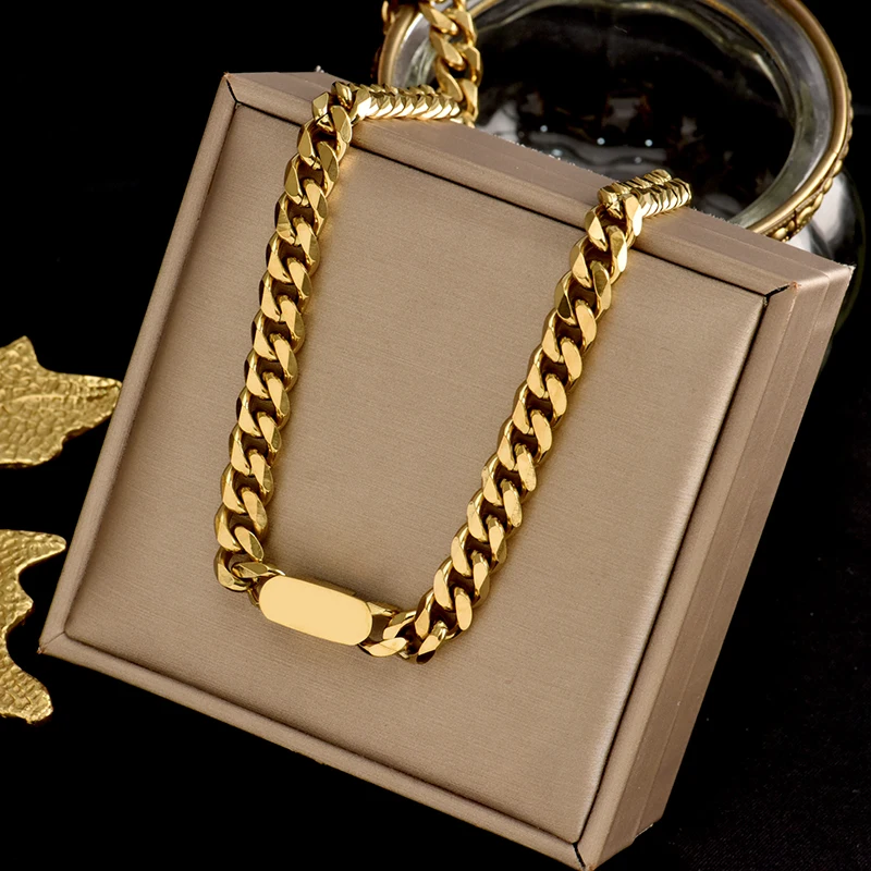 

Insert indelible 316L stainless steel thick chain Charm Necklace hip hop new fashion simple titanium jewelry women's gift