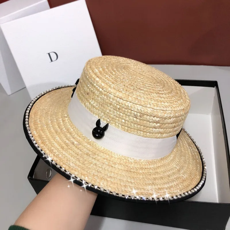 

Шляпа Соломенная женская, с широкими полями, ручная работа, Соломенная Панама натуральная пшеница, шляпы с плоским верхом, для пляжа, тверды...