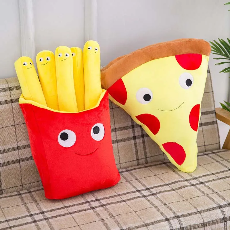 

French Fries Pillow Pizza Plush Toys Baby Pillow Kids Dolls Birthday Gift Present Children Toy Soft Cushion Pillow Boy Girl Gift