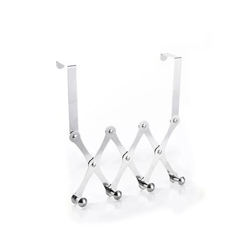 

Door Frame Hooks Stainless Steel Telescopic Folding Hat Backpack Hanger Door Hanging Rack For Home Kitchen Living Room Bedroom