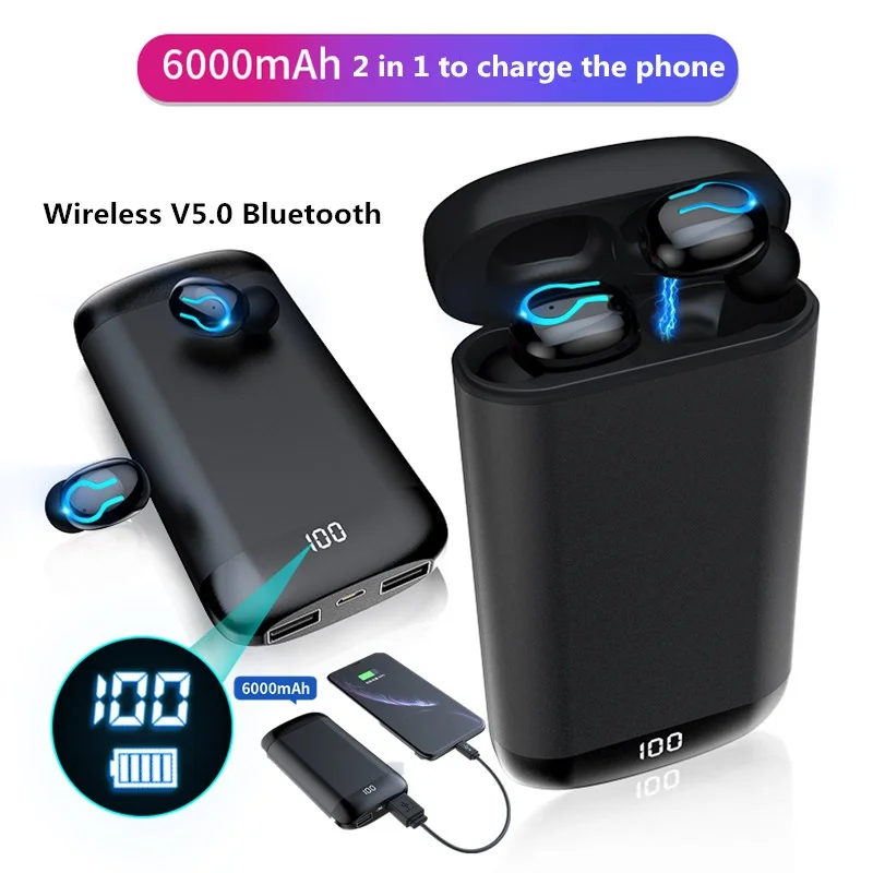 Беспроводные V5.0 Bluetooth наушники HD стерео спортивные водонепроницаемые с