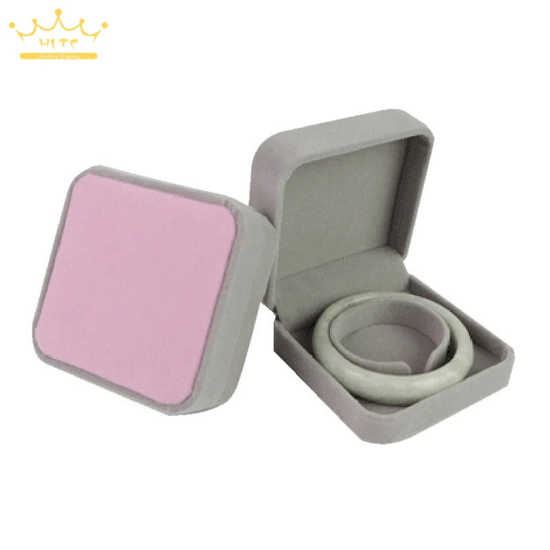 Розовый с серым бархатным кулоном ожерелье серьги браслет упаковка для