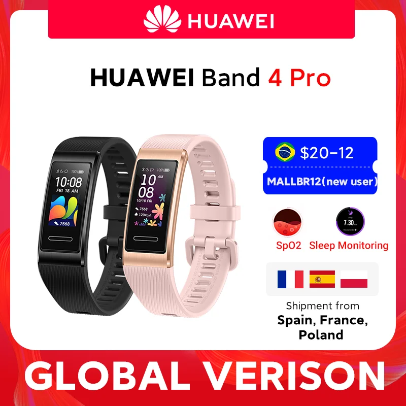 Глобальная версия Huawei Band 4 Pro Amoled 0 95 'металлический материал кислородный тест