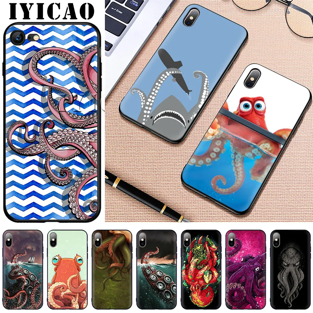IYICAO щупальца морской осьминог мягкий силиконовый чехол для iPhone 10 8 7 6 6S Plus 5 5S SE Xr Xs