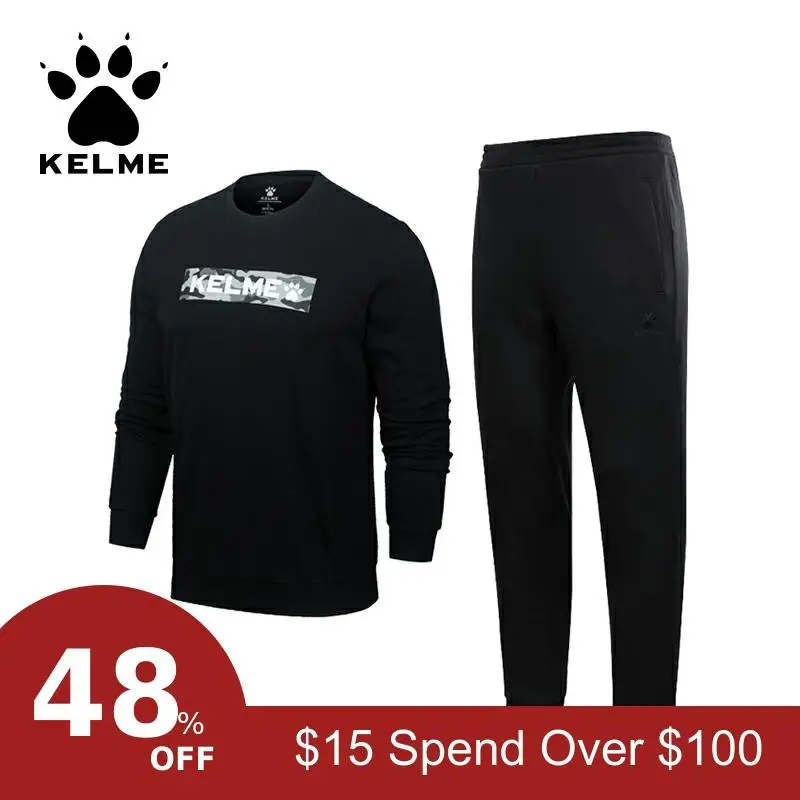 KELME, мужские костюмы для бега, спортивная одежда, мужской спортивный костюм, уличные осенние толстовки с длинным рукавом, TZ-3971001