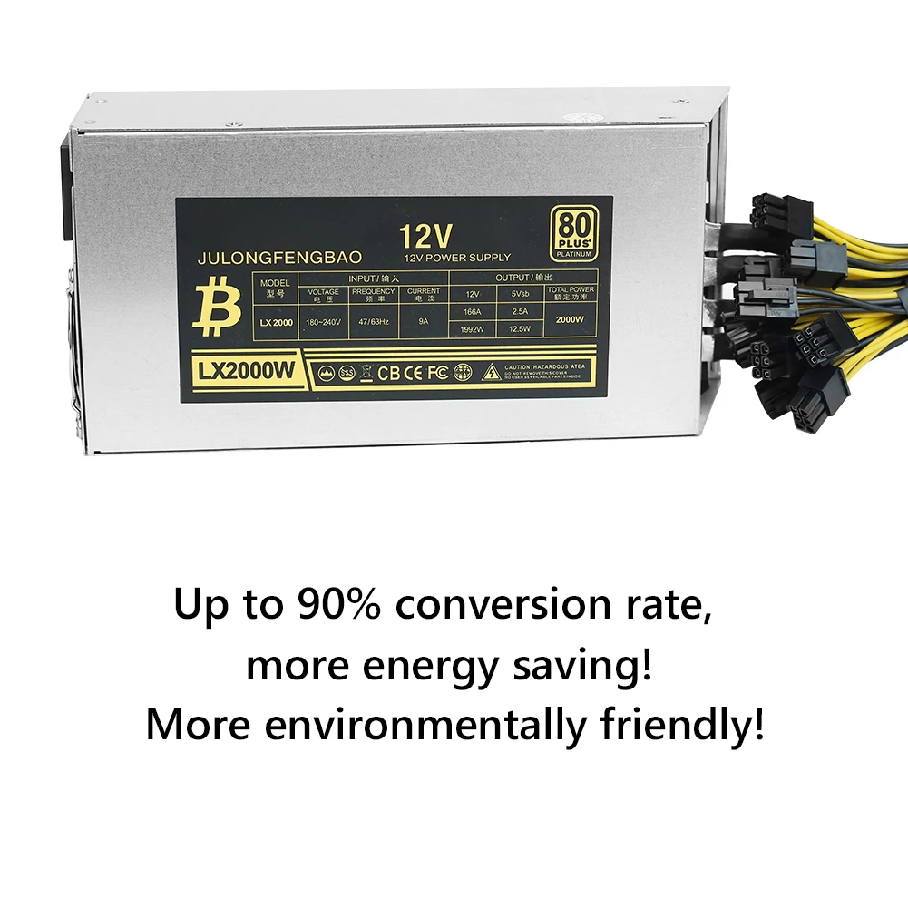 Блок питания Antminer Bitmain 2000 Вт 6PIN T9 ETH PSU antminer S9 S7 L3 BTC LTC DASH 1800 блок для майнинга |