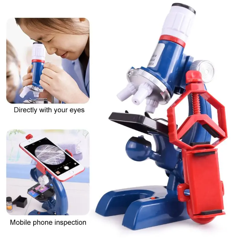 

100X-1200X Home School Educational Biological Microscope Child Toy Gift Kids Microscope Lab LED Microscope with Phone Holder