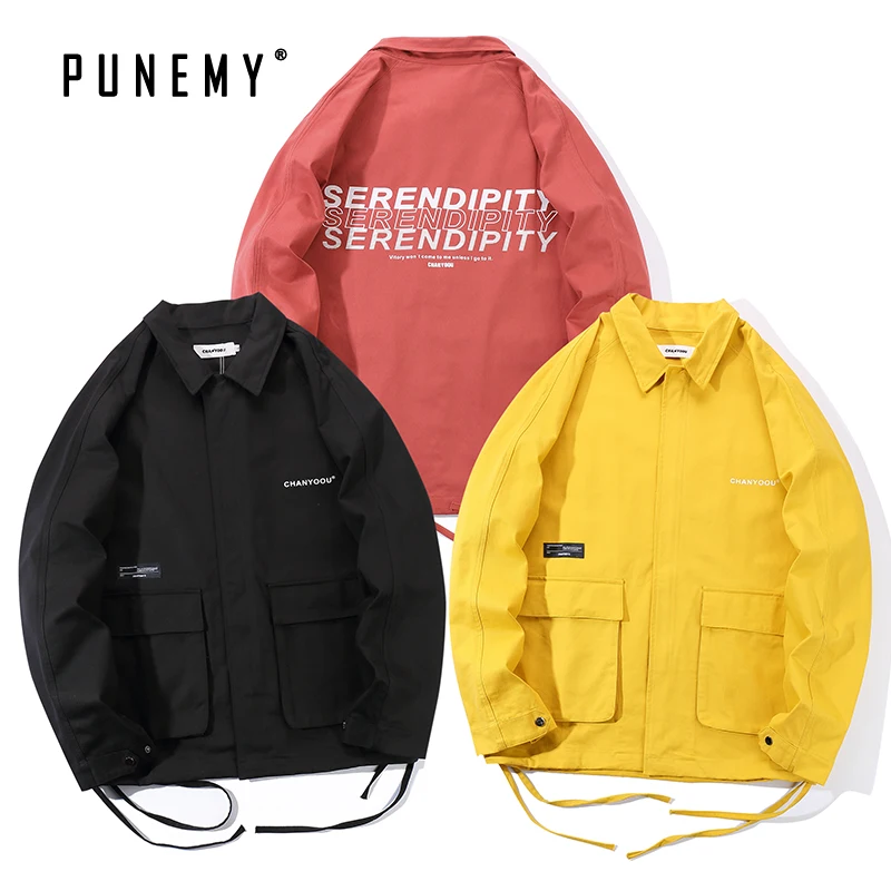 Мужская тренерская куртка пальто Ретро стиль мульти-карманы сафари Харадзюку