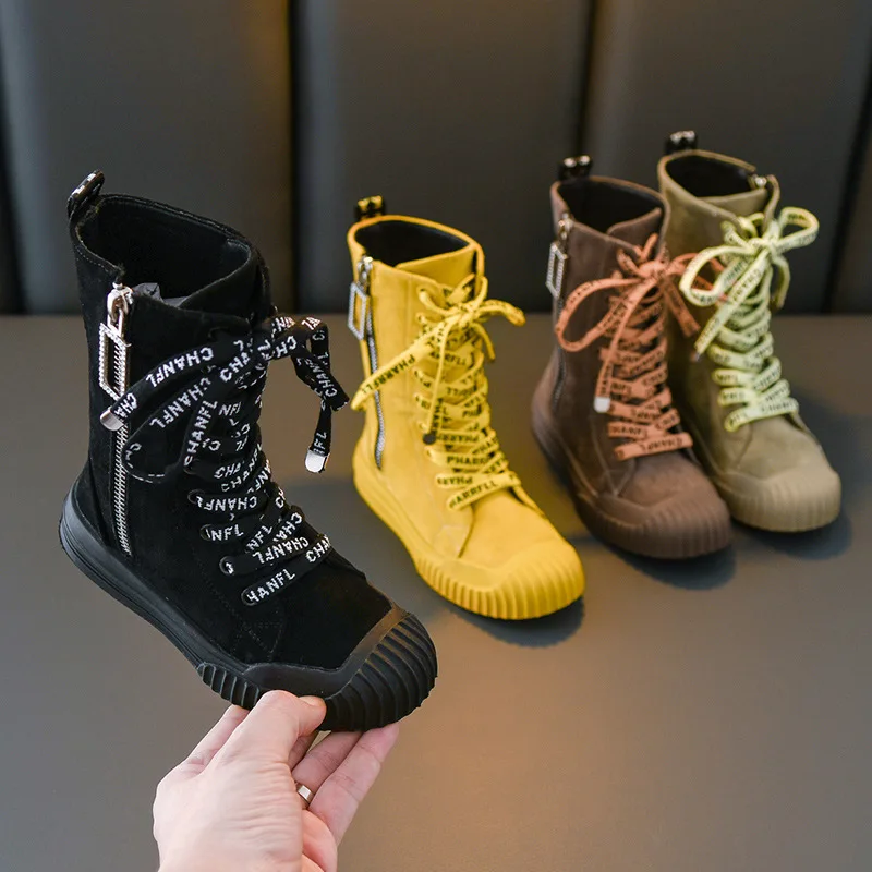 Полусапожки для девочек новинка осень зима 2020 детские ботинки в Корейском стиле