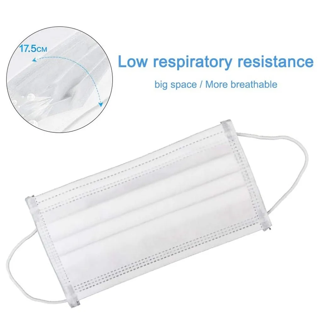 Одноразовая маска для лица трехслойная Нетканая одноразовая ушей белая черная