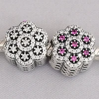 100 925 sterling silver bead new crystal snowflake beads fit pandora women bracelet necklace diy jewelry