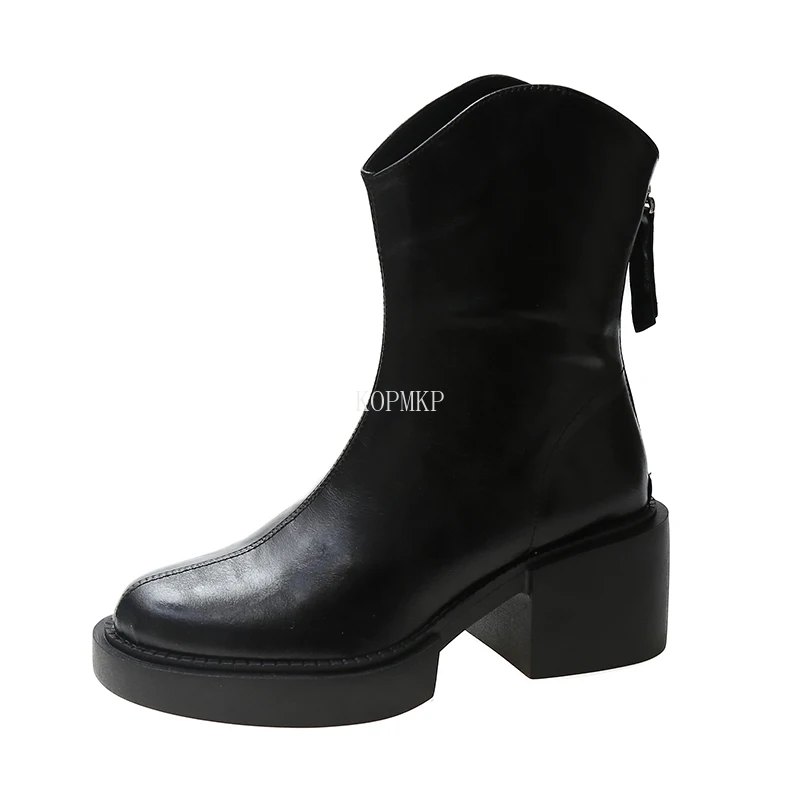 

Hot Women Mid Calf Western Boots Cowboy Pointed Toe Knee High Pull on Boots Ladies Fashion Leather Motorcycle Boots Botas Mujer