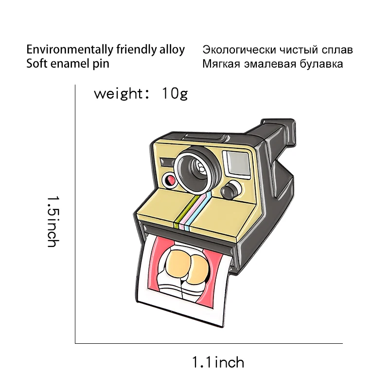 Мультфильм цифровая камера Эмаль Брошь Личность забавная фотография цветной
