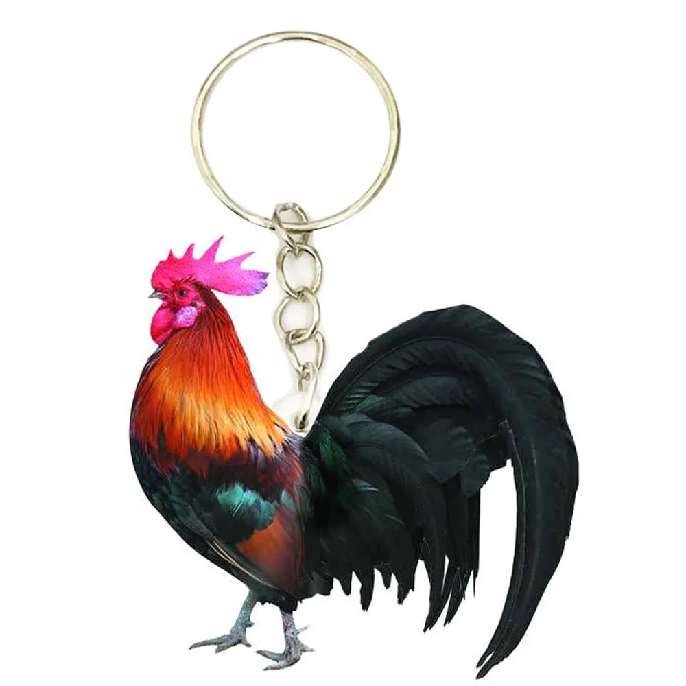 

Cock Chicken Acrylic Rooster Keyring Fashion Stainless Steel Keychains Men Key Chain Ring Boyfriend Gift Gifts for Women Keyring
