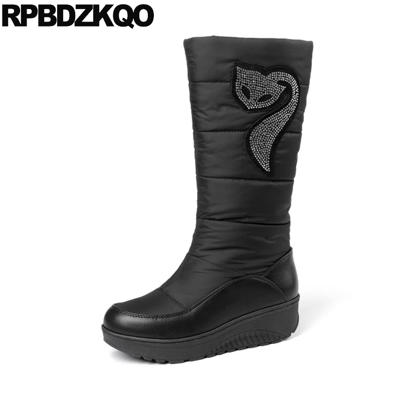 Женские Водонепроницаемые Сапоги до колена коричневые сапоги на танкетке с