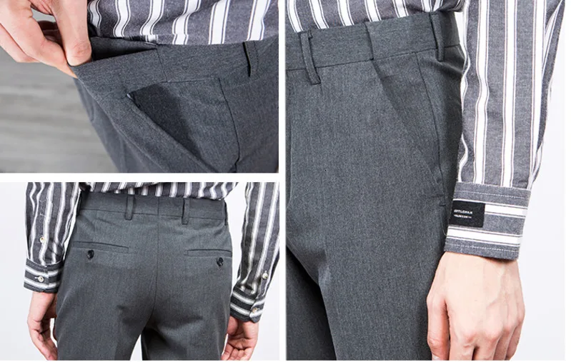 EWQ / Casual Men's Suit Pants 2020 Spring Fashion New Trousers Self-cultivation Solid Color Slim With Pockets 9Y0069 | Мужская