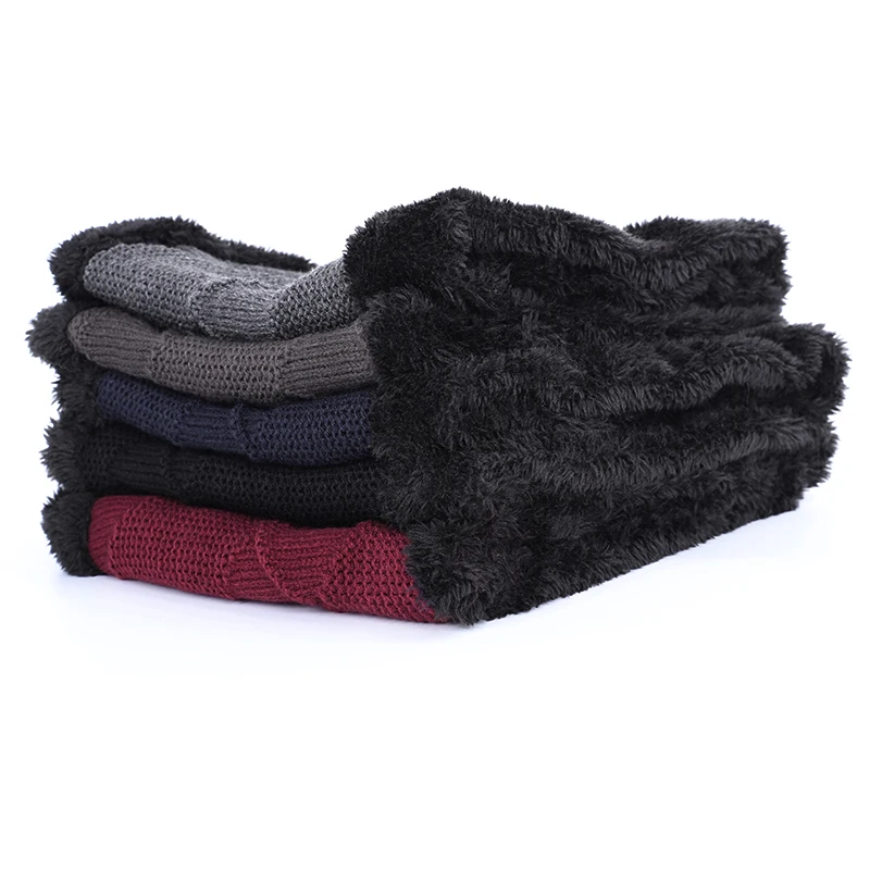 Классическая однотонная мужская зимняя шапка шарф теплая хлопковая с воротником