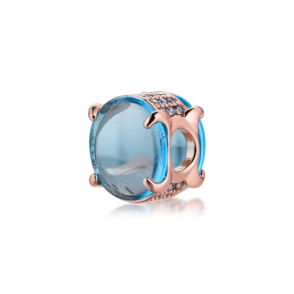 

DIY Fits for CKK Charms Bracelets Rose Blue Oval Cabochon Beads 100% 925 Sterling-Silver-Jewelry Free Shipping
