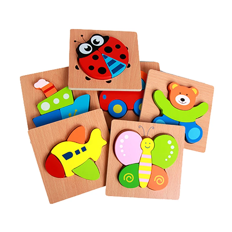 

Cartoon Animal 3D Puzzle Jigsaw Toys Early Educational Toys Intellectual Development Wooden Thinking Training Game Puzzle Toys