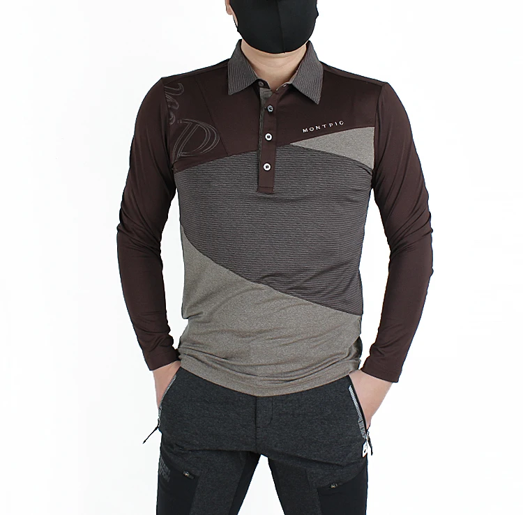 

MONTPIC Men`s Quick dry long-sleeve slim elastic breathable hiking trekking tshirt Men MTB cycling moutaineering Jerseys t-shirt