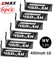 6pcs 450mah 1s lipo battery 3 8v hv ph2 0 85c lihv batteries compatible for 1s racing drone quadcopter emax tinyhawk micro