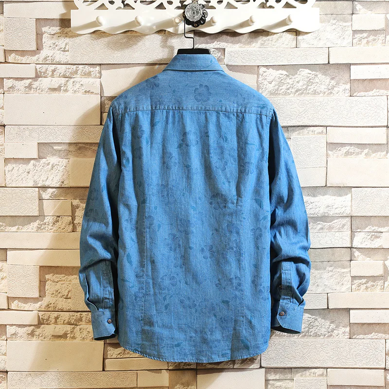 #4729 Весенняя повседневная обувь в винтажном стиле джинсовая рубашка для мужчин с