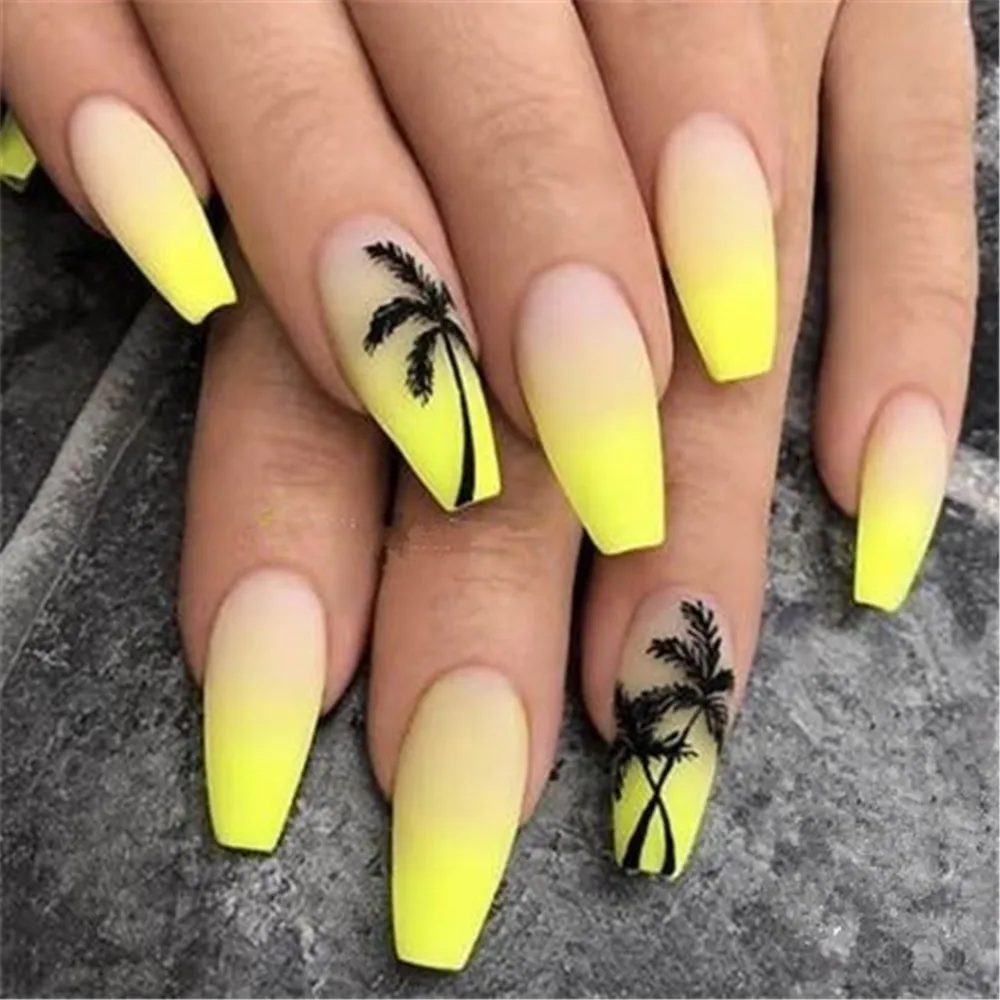 4Pcs Hot Tropical style Palm Tree Nail Stickers Coconut Water Transfer Paper DIY Beauty 3D Decoration | Красота и здоровье