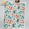 BlessLiving Cute Crocodiles Soft Blanket Cartoon Bedding for Kids Wild Life Sherpa Blanket Colorful Plush Bedspread Sofa 1