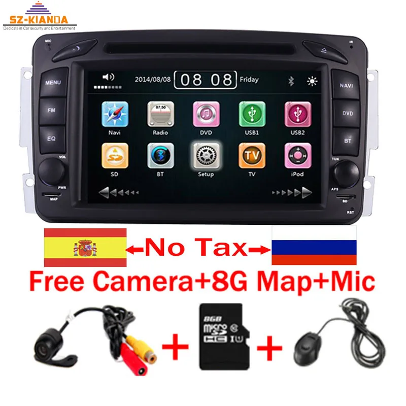 2din 7 дюймов Автомобильный dvd-плеер для Mercedes Benz CLK W209 W203 W208 W463 3g gps Bluetooth Радио стерео Автомобильная Мультимедийная система Navi - Цвет: Camera Mic 8GB Map