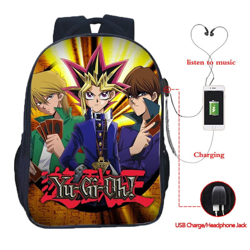 8 Ю-Ги-ой! Многофункциональный рюкзак Yugi Kaiba школьные сумки для подростков зарядка через usb дорожные сумки на плечо - Цвет: 8