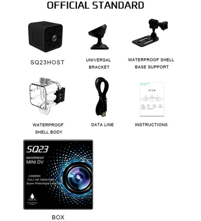 BLACK SQ23 Оригинальная SQ23 sq13 WiFi камера мини камера видеокамера Full HD 1080P Спорт DV рекордер 155 ночное видение маленькая Экшн камера DVR SQ11 - Цвет: BLACK SQ23