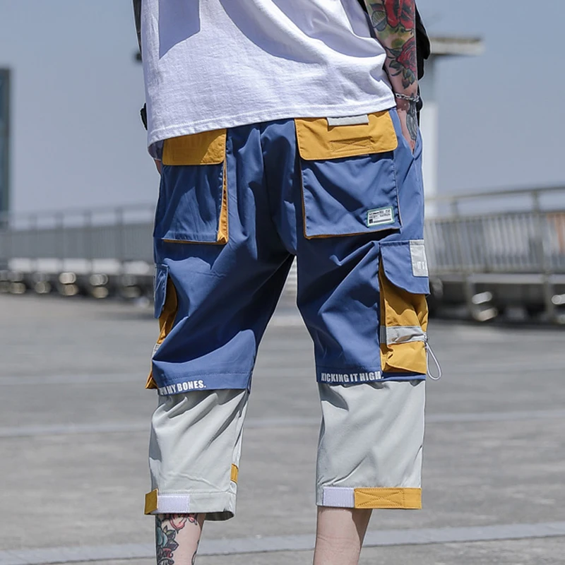 Шорты карго мужские с множеством карманов повседневные модные штаны в стиле хип