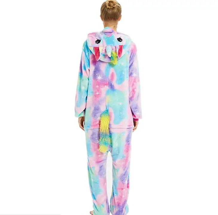 Новинка фланелевые кигуруми Комбинезоны для взрослых со звездами единорогом