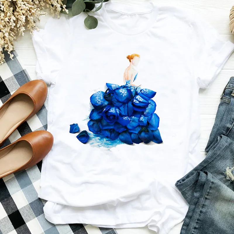 Женская элегантная повседневная футболка с цветочным принтом 90s летняя женская