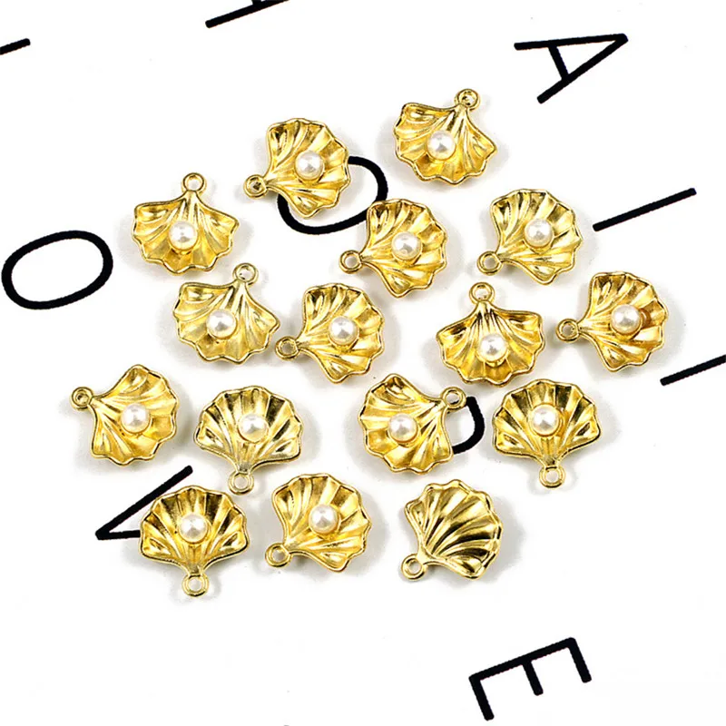 

10 BULK Gold Filled Cowrie Shell Charm for Woman Jewelry Findings DIY Making Supplies Sea Shell Pendant Clam Shell Charm H39DH5