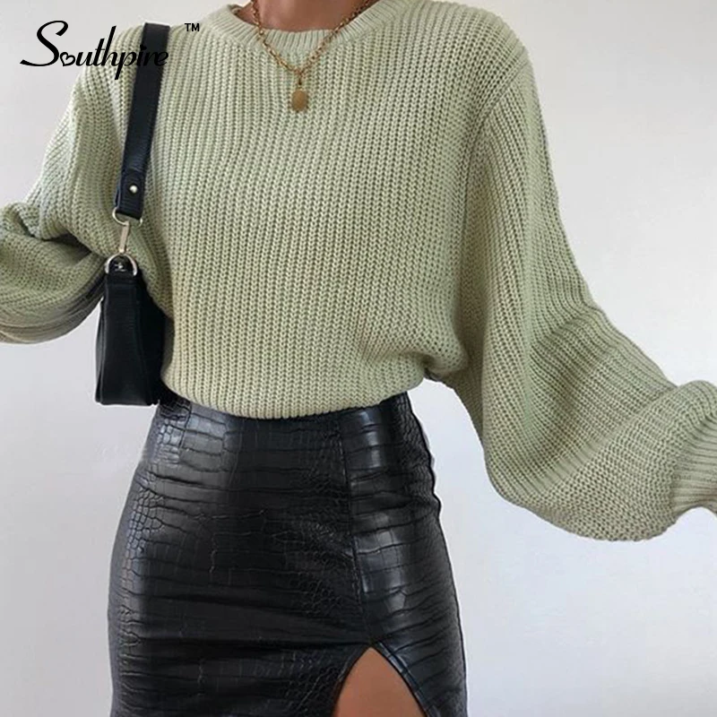 

Southpire Round Neck Green Soft Casual Women's Sweater Loose Fit Slim Pullovers Knitted Sweater Oversize Autumn Winter Clothing