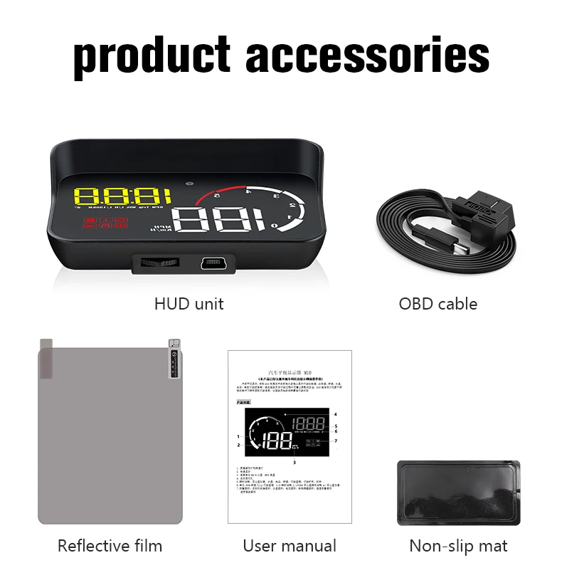 

M10 OBD2 HUD 3.5 inch Head Up Display Car Display Overspeed Warning Windshield Projector Security Alarm System Projector display