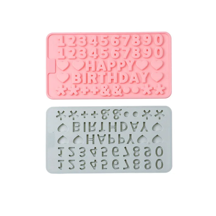 

Happy Birthday Letter digital heart shape silicone mold chocolate fondant Candy Cake Decorating Tools