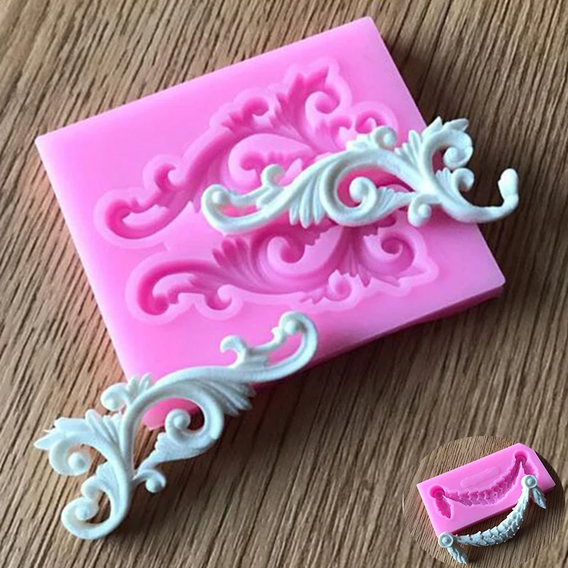 

Baroque Fondant Sugar Vintage Mould Cake Relief Paste Border Silicone Mold Decor